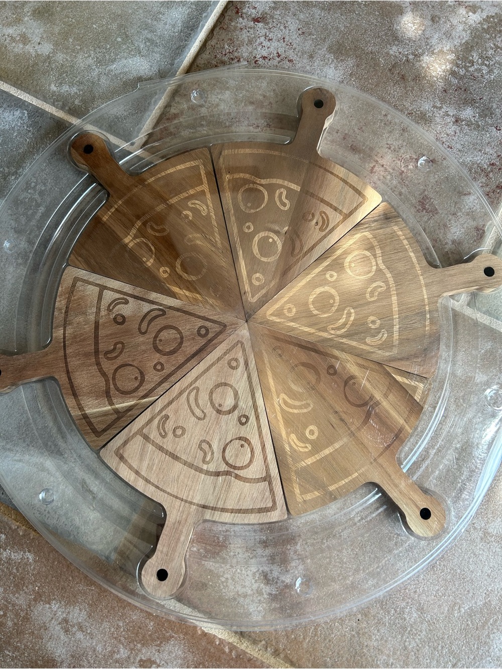 Wooden Pizza Slice Serving Board Set - Natural Wood
